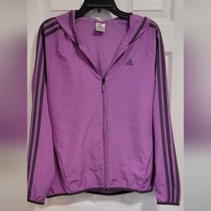 Adidas Light Purple & Gray Classic Vintage Y2K Wind Jacket w‎ Hood Size M